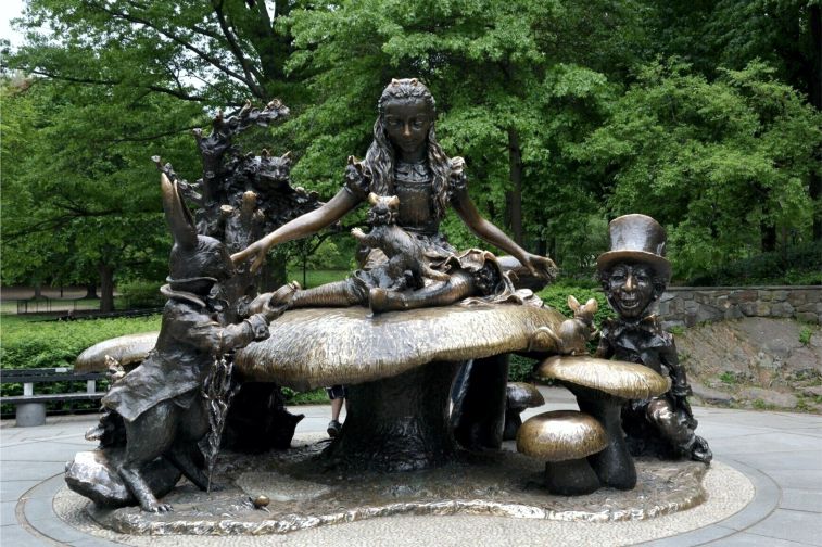 Alice in Wonderland statue Central Park bronze sculpture